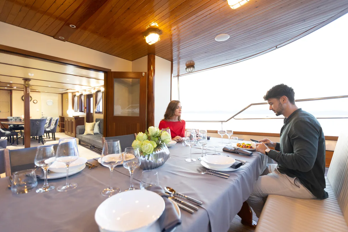 Deck of Gallant, a Gulet motor yacht at Split, Croatia