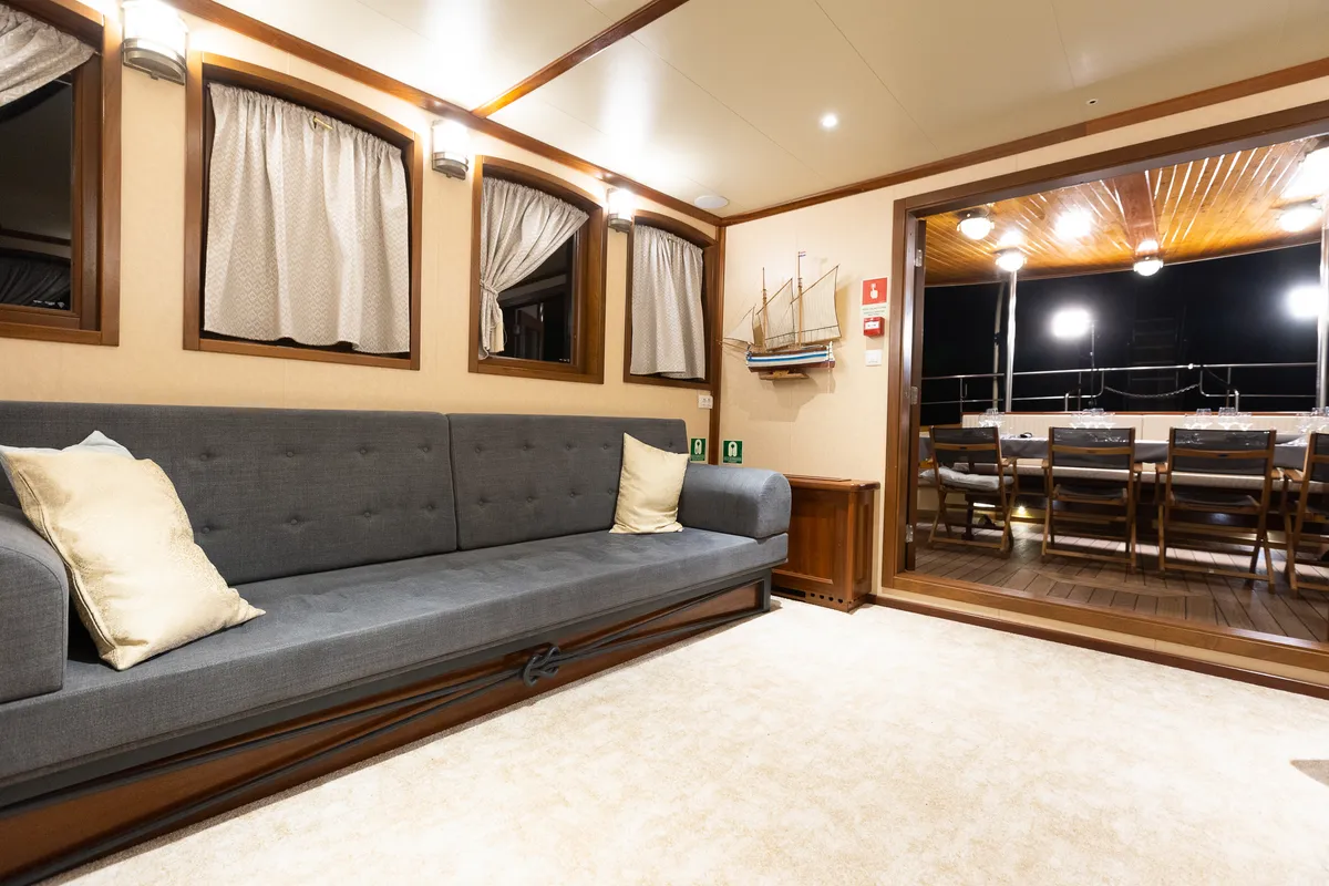 Salon of Gallant, a Gulet motor yacht at Split, Croatia