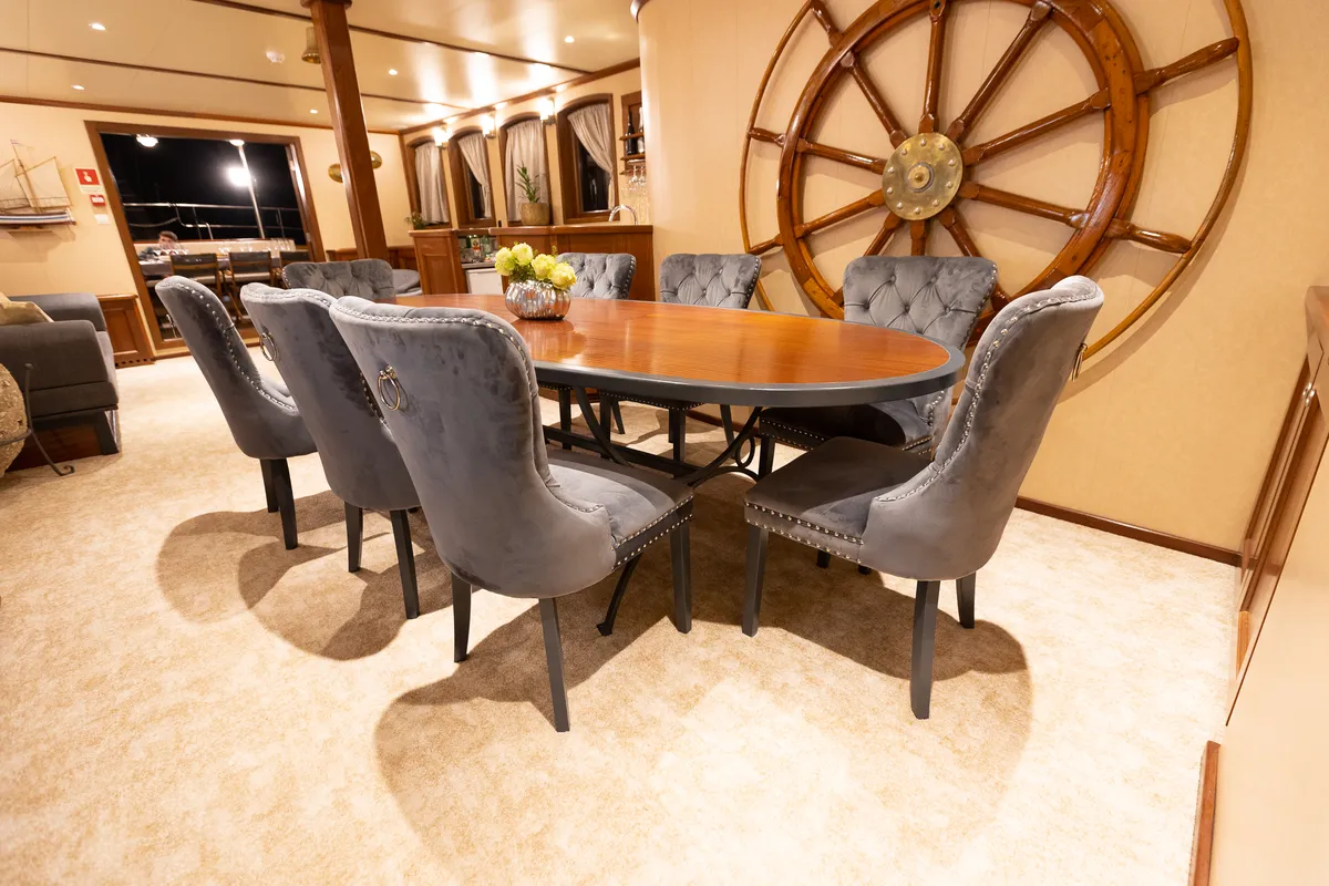 Salon of Gallant, a Gulet motor yacht at Split, Croatia