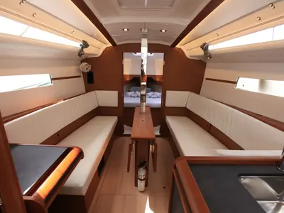 Salon of Naya, a Jeanneau Sun Odyssey 349 sailboat at Road Town, British Virgin Islands