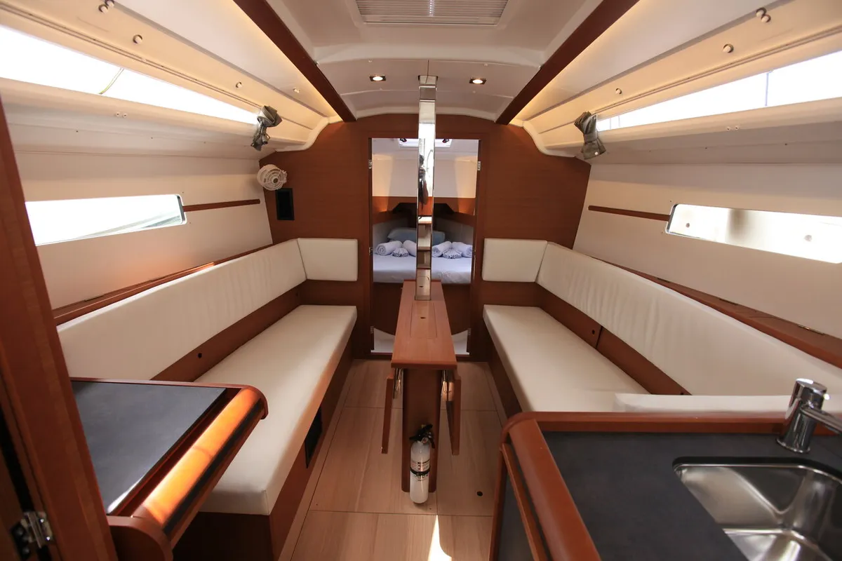 Salon of Naya, a Jeanneau Sun Odyssey 349 sailboat at Road Town, British Virgin Islands