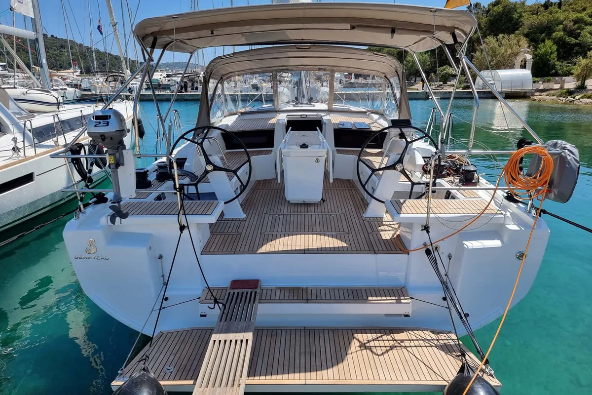 Cockpit of Noah, a Beneteau Oceanis 46.1 sailboat at Općina Rogoznica, Croatia
