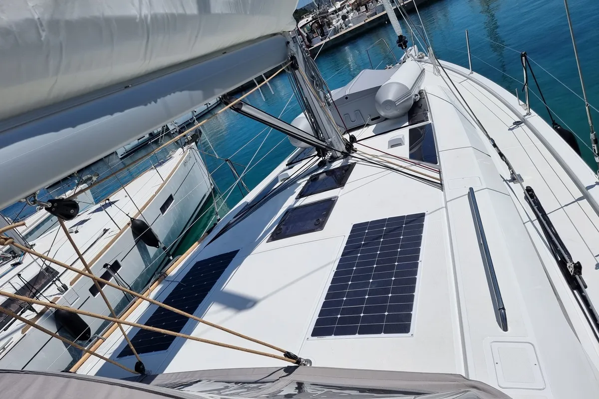 Deck of Noah, a Beneteau Oceanis 46.1 sailboat at Općina Rogoznica, Croatia