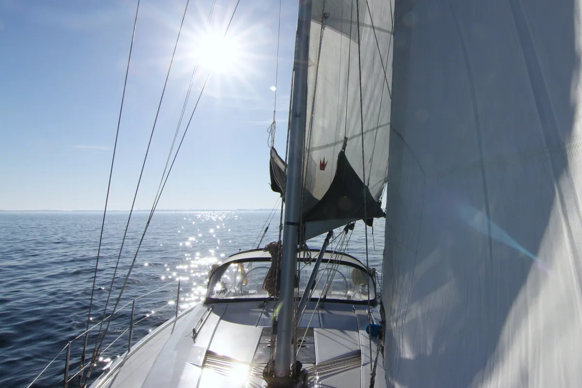 Deck of Escape, a Hanse 415 sailboat at Heiligenhafen, Germany