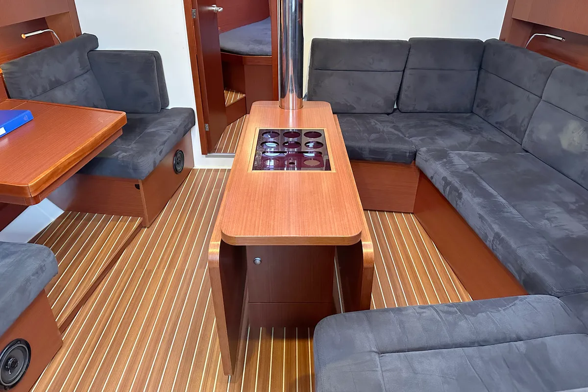 Salon of Escape, a Hanse 415 sailboat at Heiligenhafen, Germany