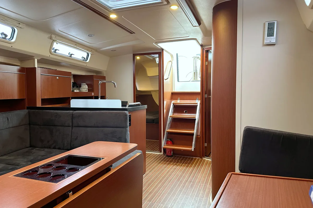 Salon of Escape, a Hanse 415 sailboat at Heiligenhafen, Germany