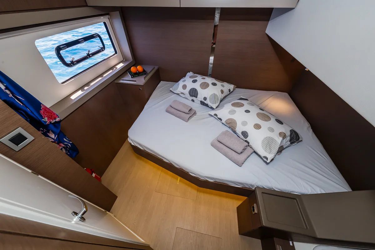 Cabin on Aldebaran, a Bali 4.8 catamaran at Grad Biograd na Moru, Croatia