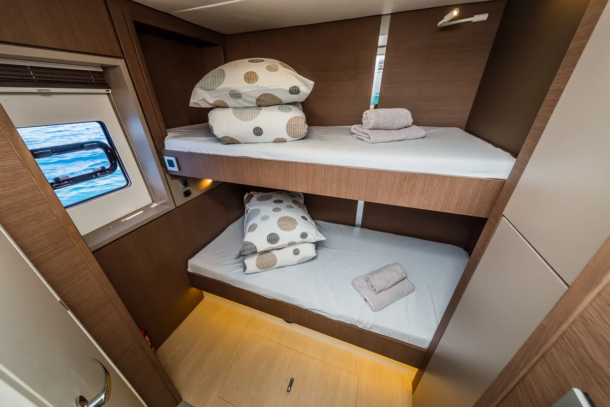 Cabin on Aldebaran, a Bali 4.8 catamaran at Grad Biograd na Moru, Croatia