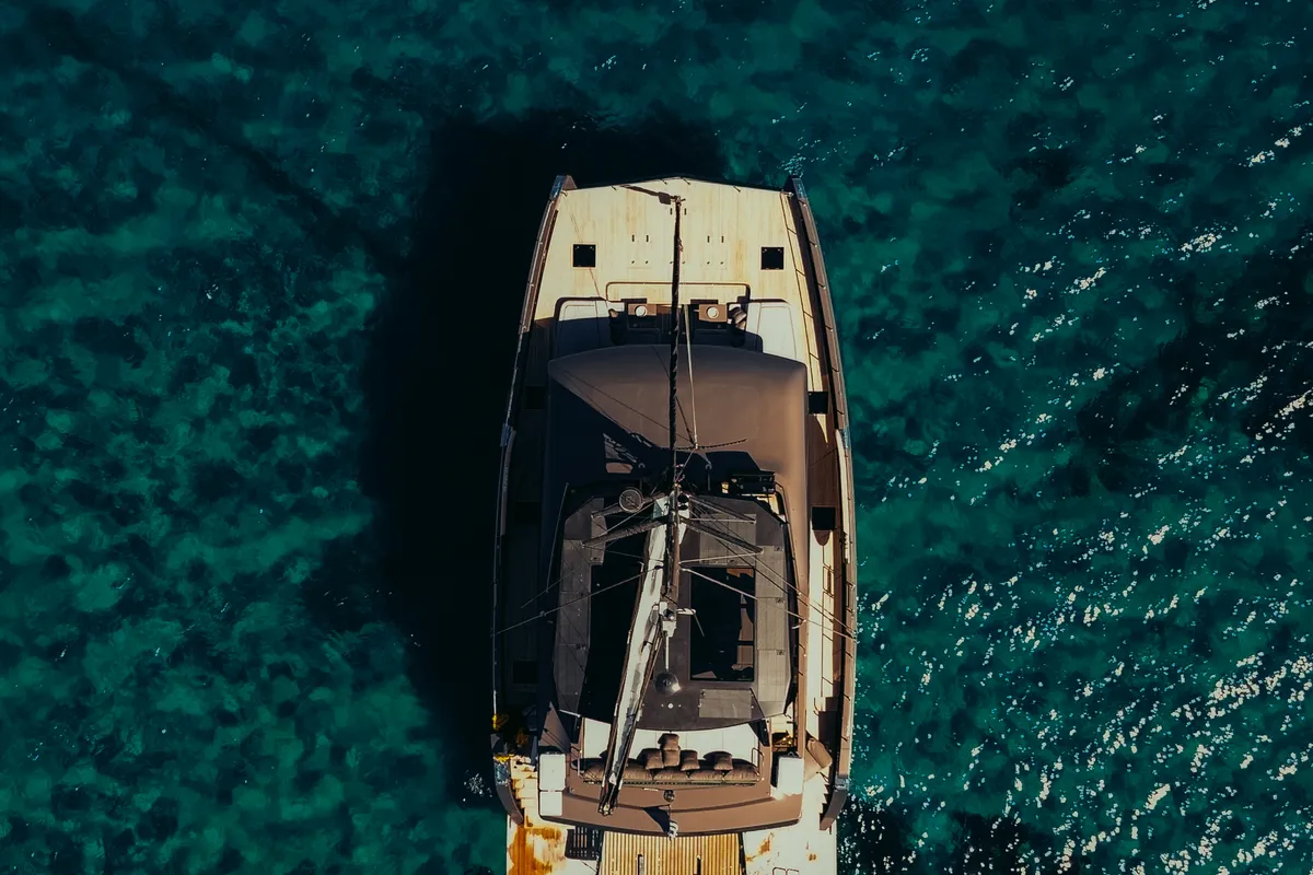 Exterior view of Honeymoon, a Gulet Moon Yacht 65 catamaran at Lefkada, Greece