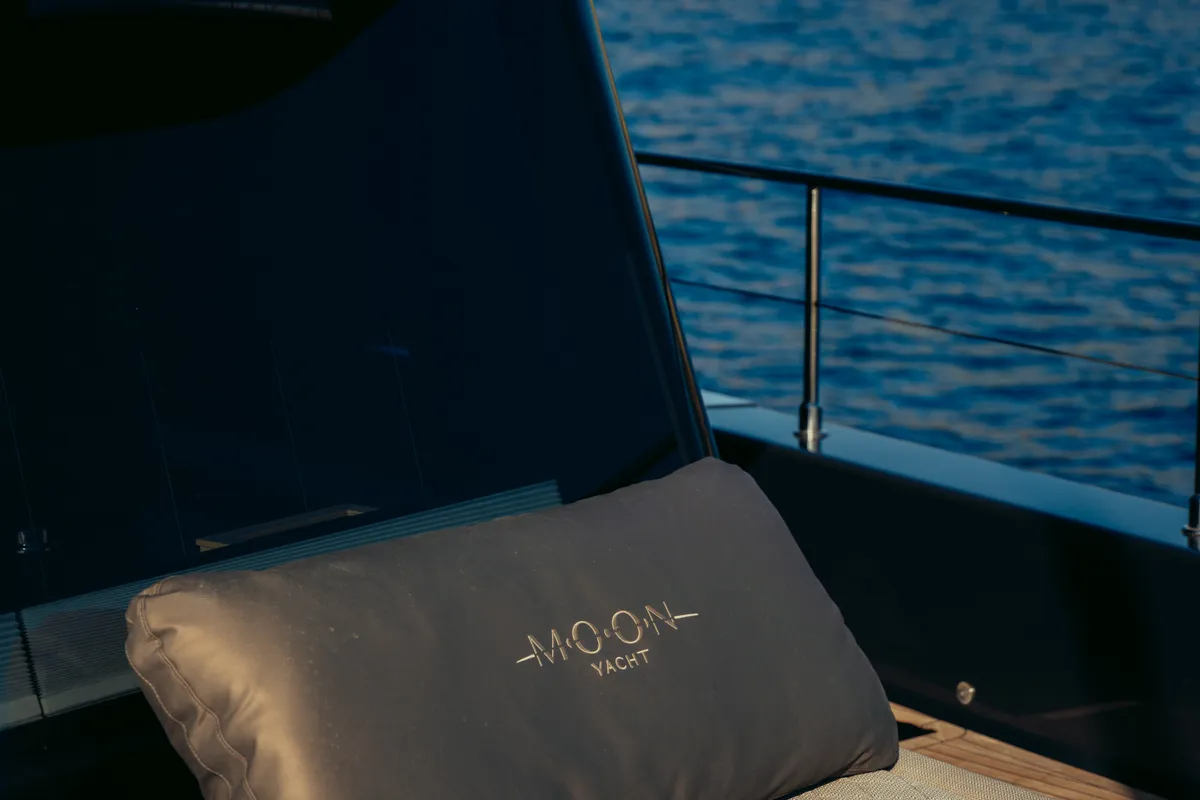 Deck of Honeymoon, a Gulet Moon Yacht 65 catamaran at Lefkada, Greece