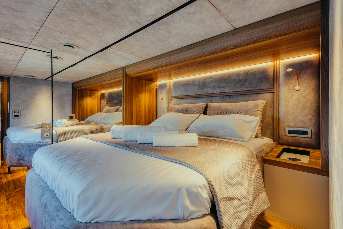Cabin on Honeymoon, a Gulet Moon Yacht 65 catamaran at Lefkada, Greece