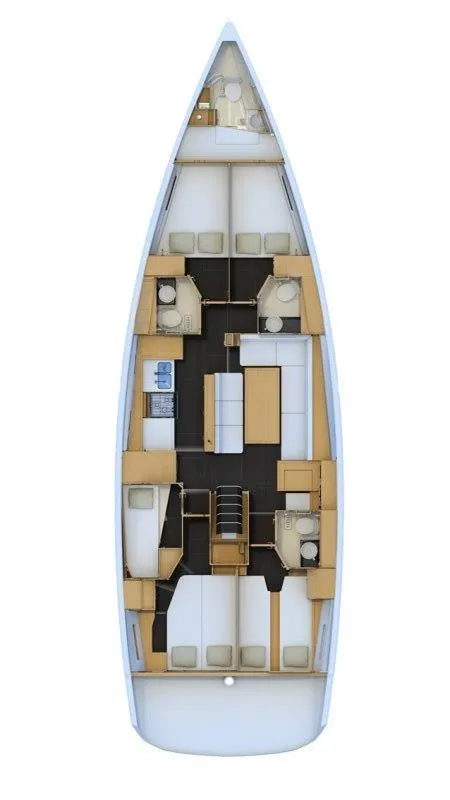 Exterior view of Mystic Dreams, a Jeanneau 54 sailboat at Općina Sukošan, Croatia
