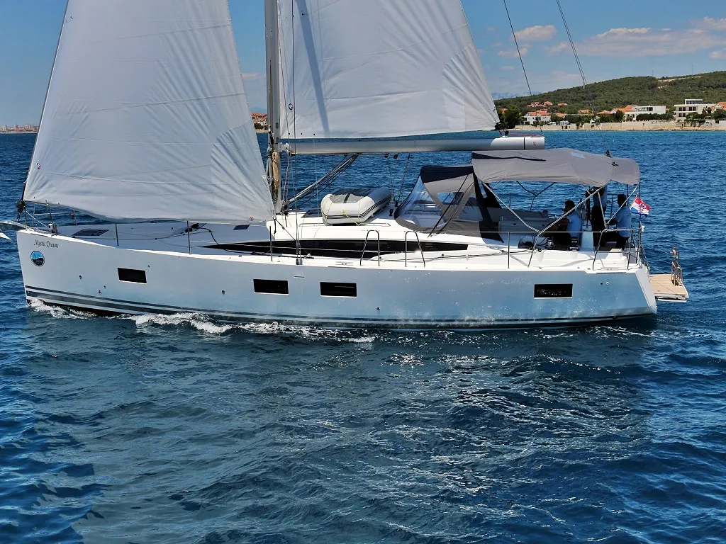 Exterior view of Mystic Dreams, a Jeanneau 54 sailboat at Općina Sukošan, Croatia
