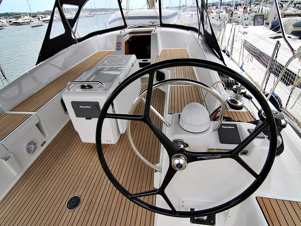 Cockpit of Mystic Dreams, a Jeanneau 54 sailboat at Općina Sukošan, Croatia