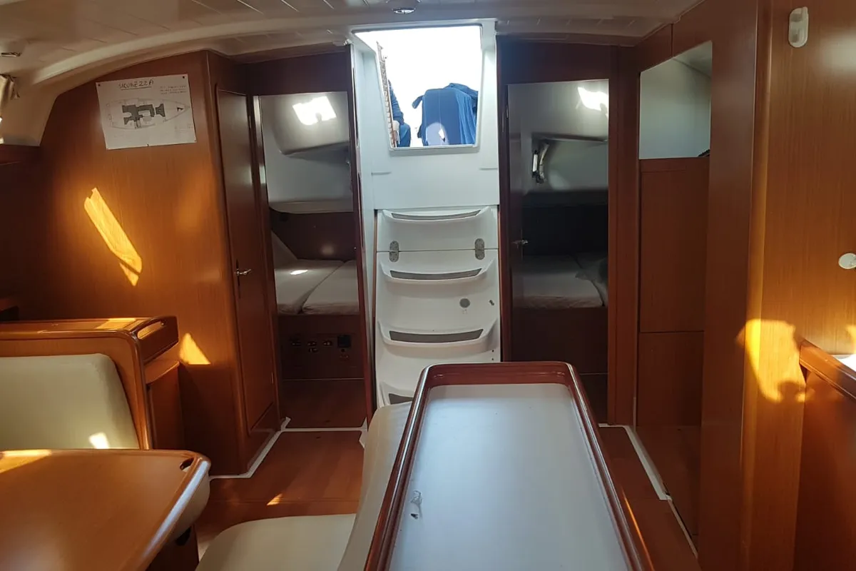 Salon of Nisyros, a Beneteau Cyclades 50.5 sailboat at Piombino, Italy