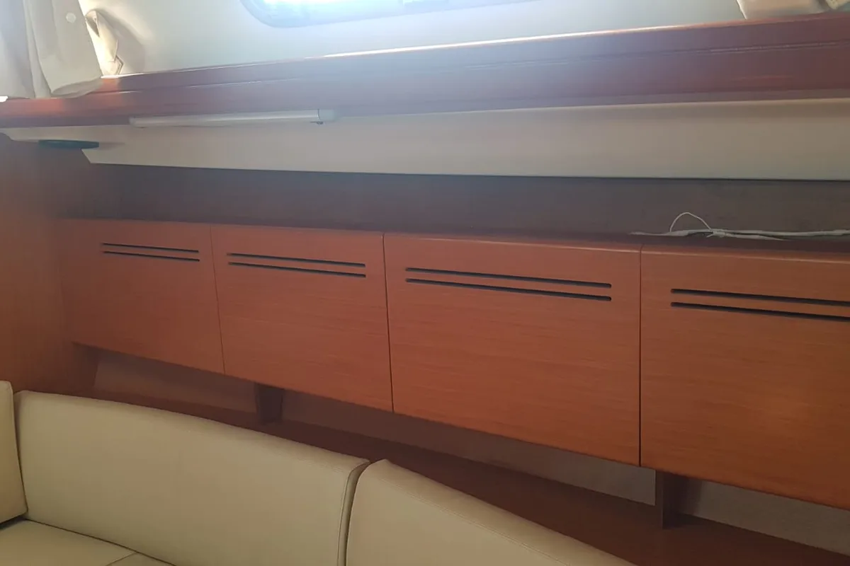 Salon of Nisyros, a Beneteau Cyclades 50.5 sailboat at Piombino, Italy
