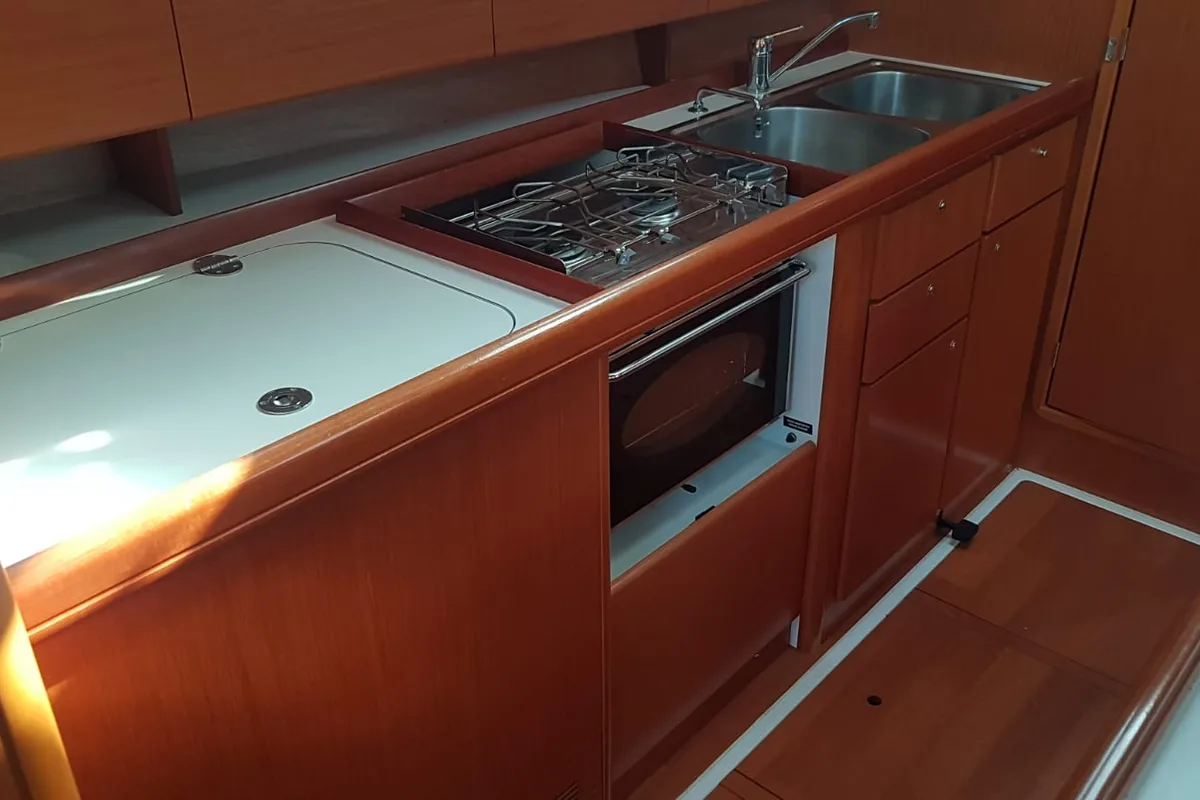 Galley of Nisyros, a Beneteau Cyclades 50.5 sailboat at Piombino, Italy