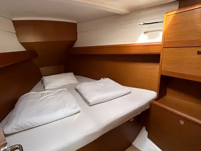 Cabin on Zappa, a Jeanneau Sun Odyssey 389 sailboat at Općina Pakoštane, Croatia