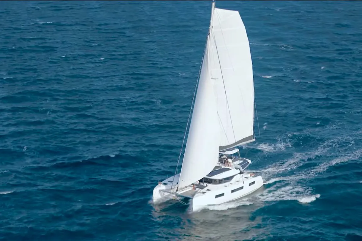 Exterior view of Unconditional Love, a Lagoon 51 OW catamaran at Grad Pula, Croatia
