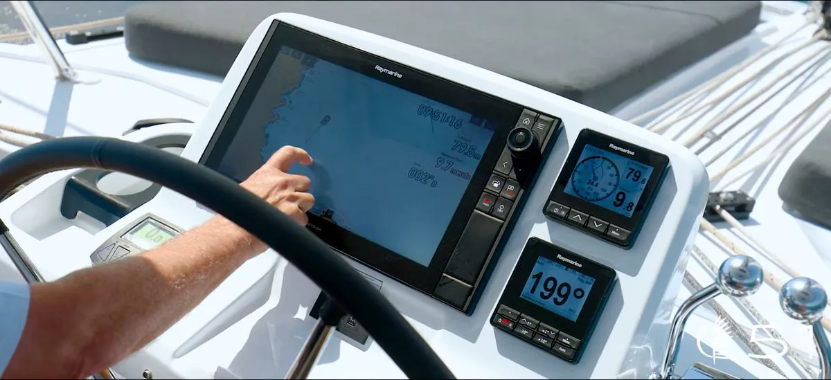 Cockpit of Unconditional Love, a Lagoon 51 OW catamaran at Grad Pula, Croatia