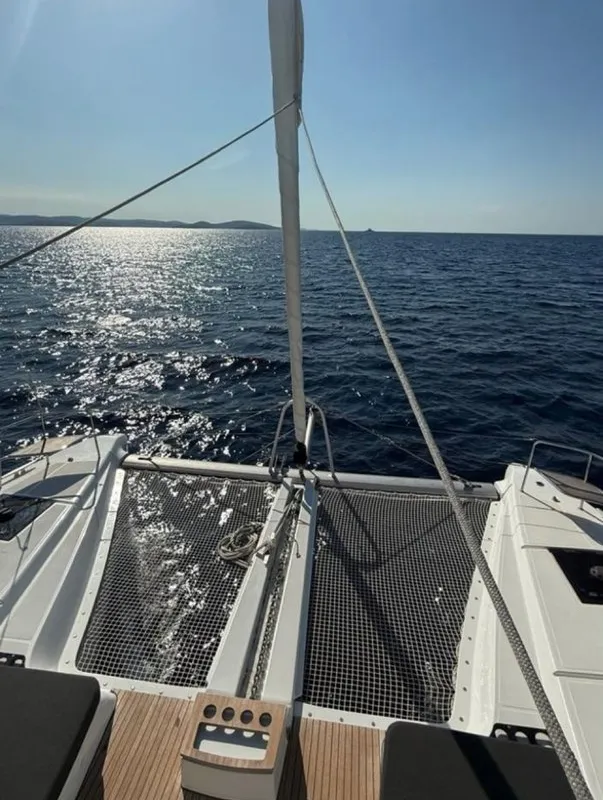 Deck of Unconditional Love, a Lagoon 51 OW catamaran at Grad Pula, Croatia