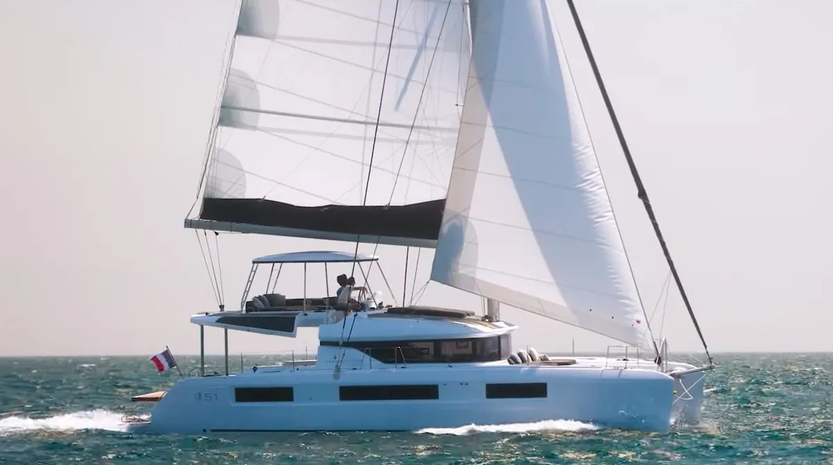 Exterior view of Unconditional Love, a Lagoon 51 OW catamaran at Grad Pula, Croatia