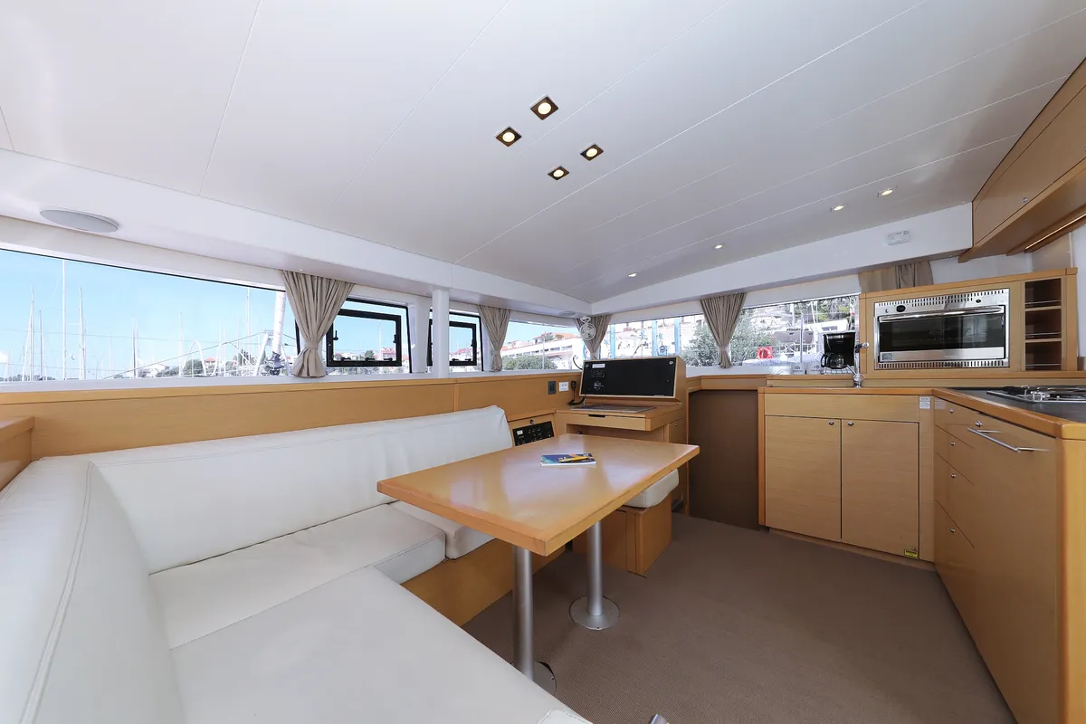 Salon of Kinga V, a Lagoon 400 S2 catamaran at Grad Vodice, Croatia