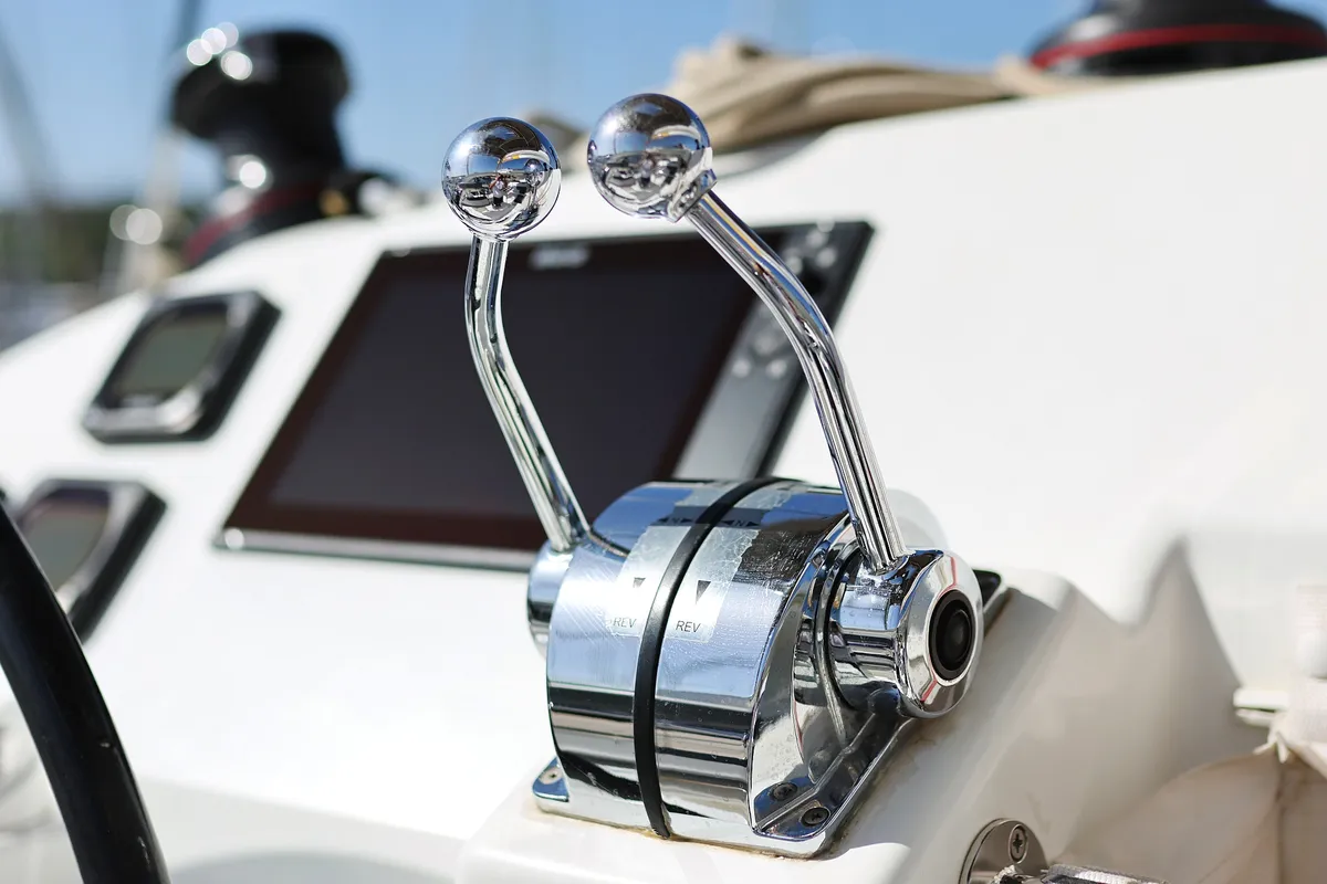 Cockpit of Kinga V, a Lagoon 400 S2 catamaran at Grad Vodice, Croatia