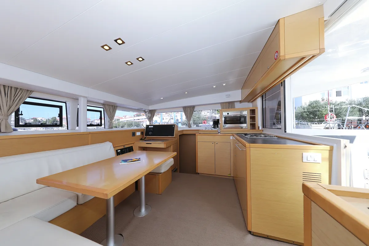 Salon of Kinga V, a Lagoon 400 S2 catamaran at Grad Vodice, Croatia
