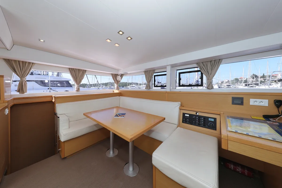 Salon of Kinga V, a Lagoon 400 S2 catamaran at Grad Vodice, Croatia