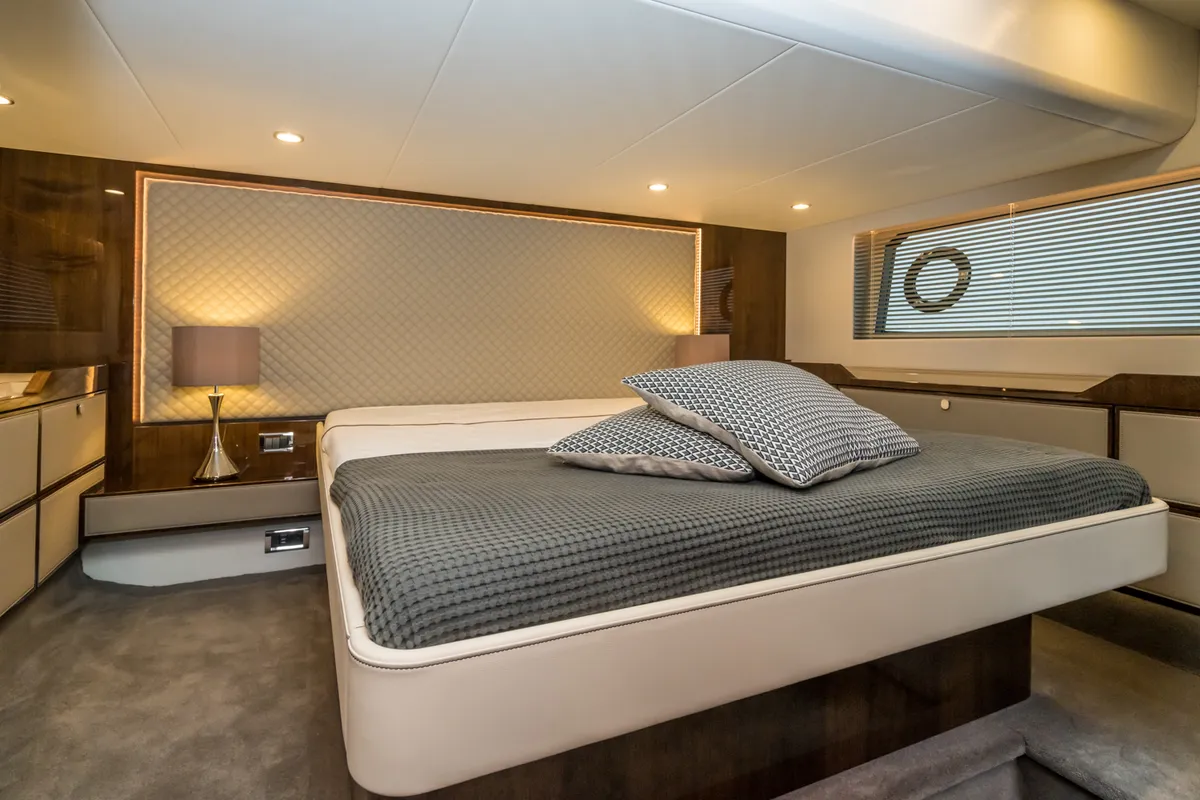Cabin on Lady Noble, a Fairline Squadron 50 motorboat at Seget Donji, Croatia