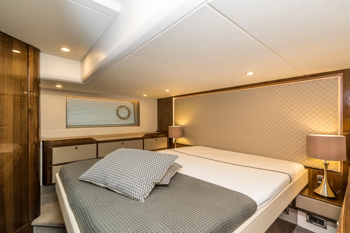 Cabin on Lady Noble, a Fairline Squadron 50 motorboat at Seget Donji, Croatia