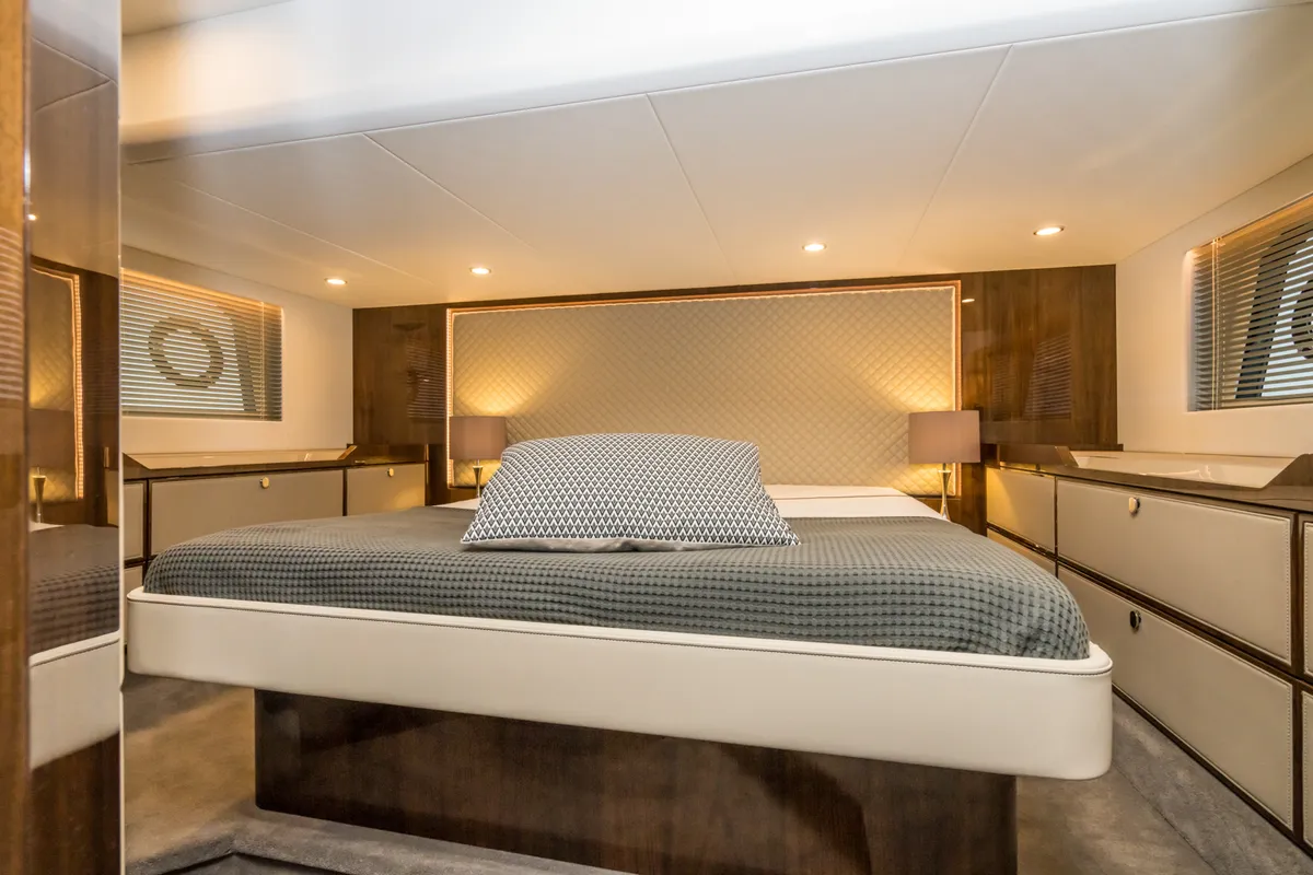 Cabin on Lady Noble, a Fairline Squadron 50 motorboat at Seget Donji, Croatia