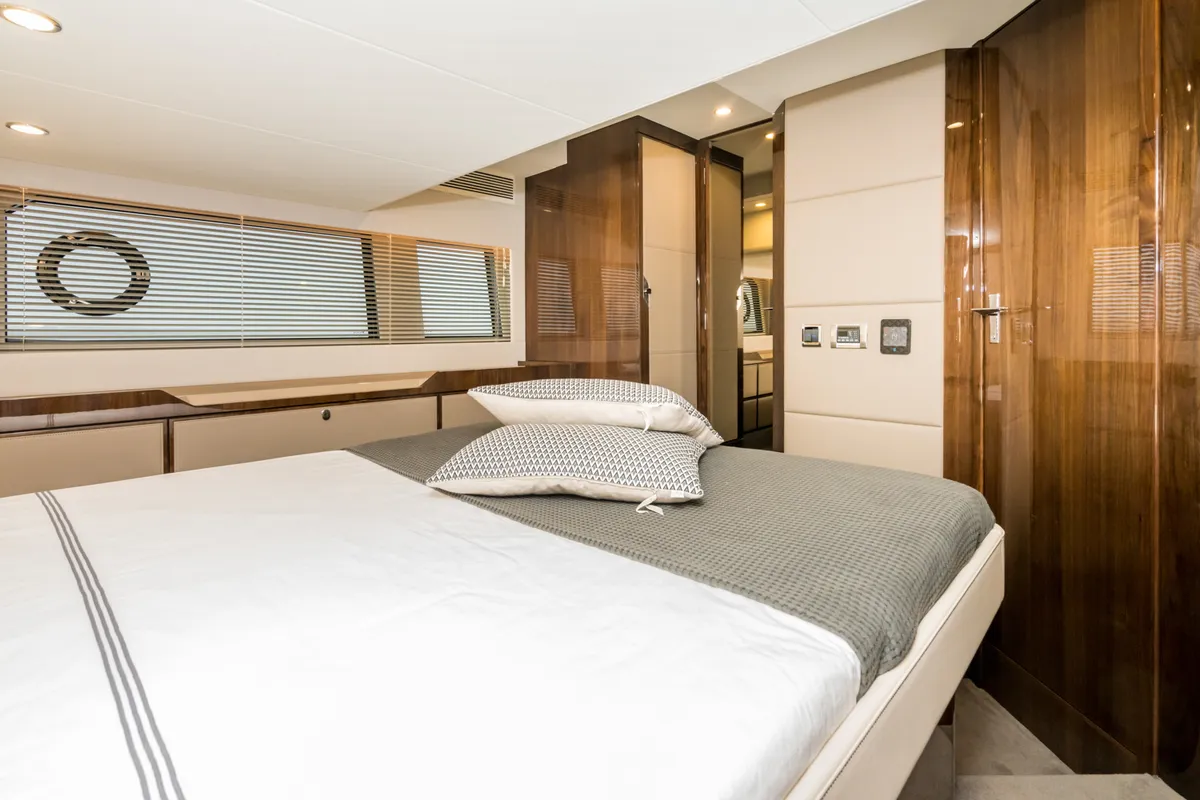 Cabin on Lady Noble, a Fairline Squadron 50 motorboat at Seget Donji, Croatia