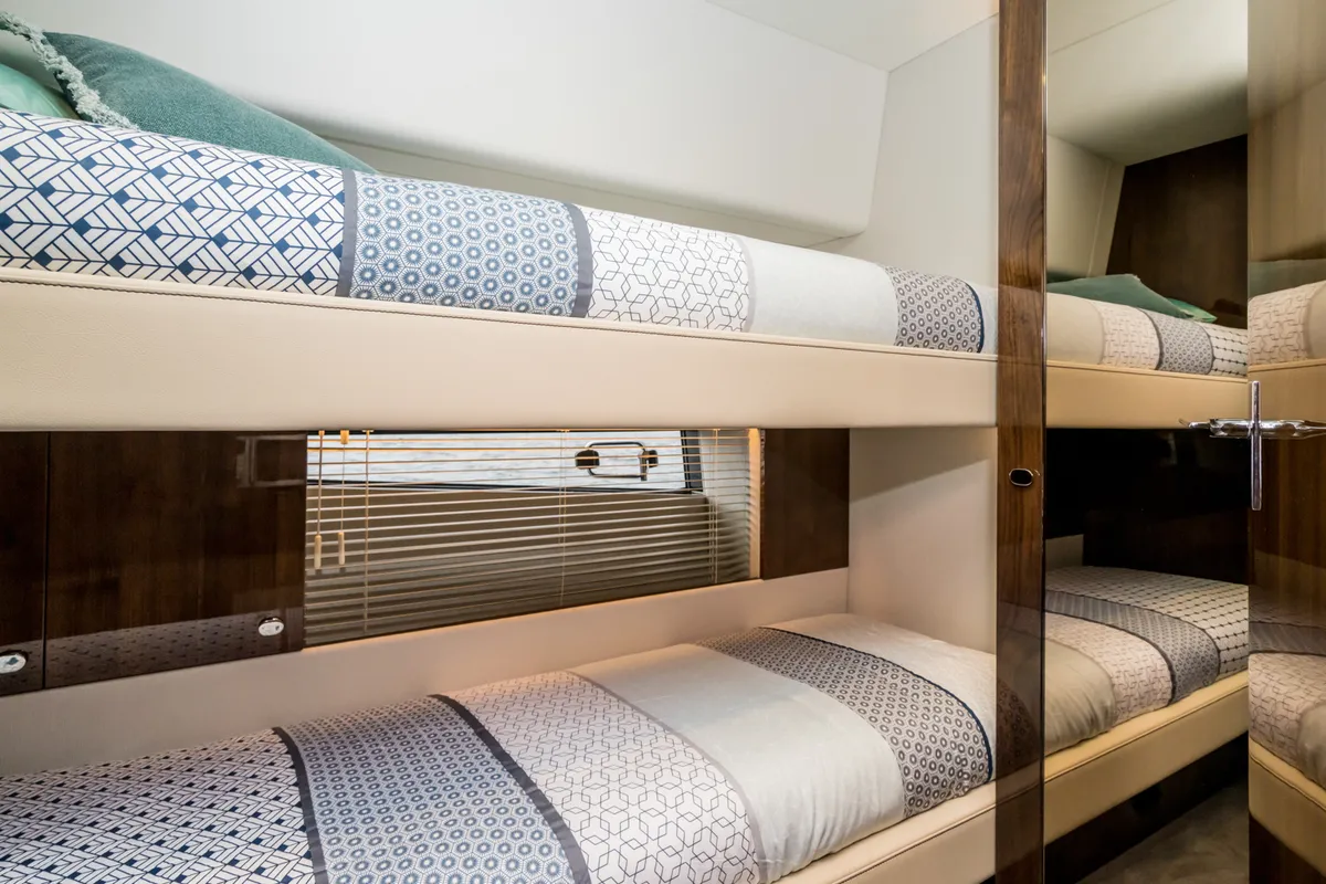 Cabin on Lady Noble, a Fairline Squadron 50 motorboat at Seget Donji, Croatia