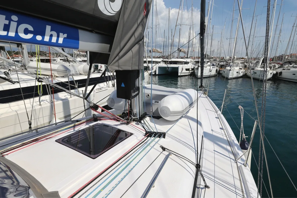 Deck of April, a Beneteau First 36 sailboat at Grad Biograd na Moru, Croatia