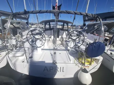 Cockpit of April, a Beneteau First 36 sailboat at Grad Biograd na Moru, Croatia