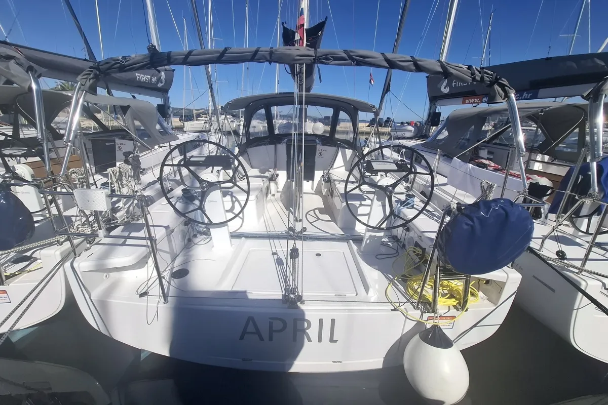 Cockpit of April, a Beneteau First 36 sailboat at Grad Biograd na Moru, Croatia