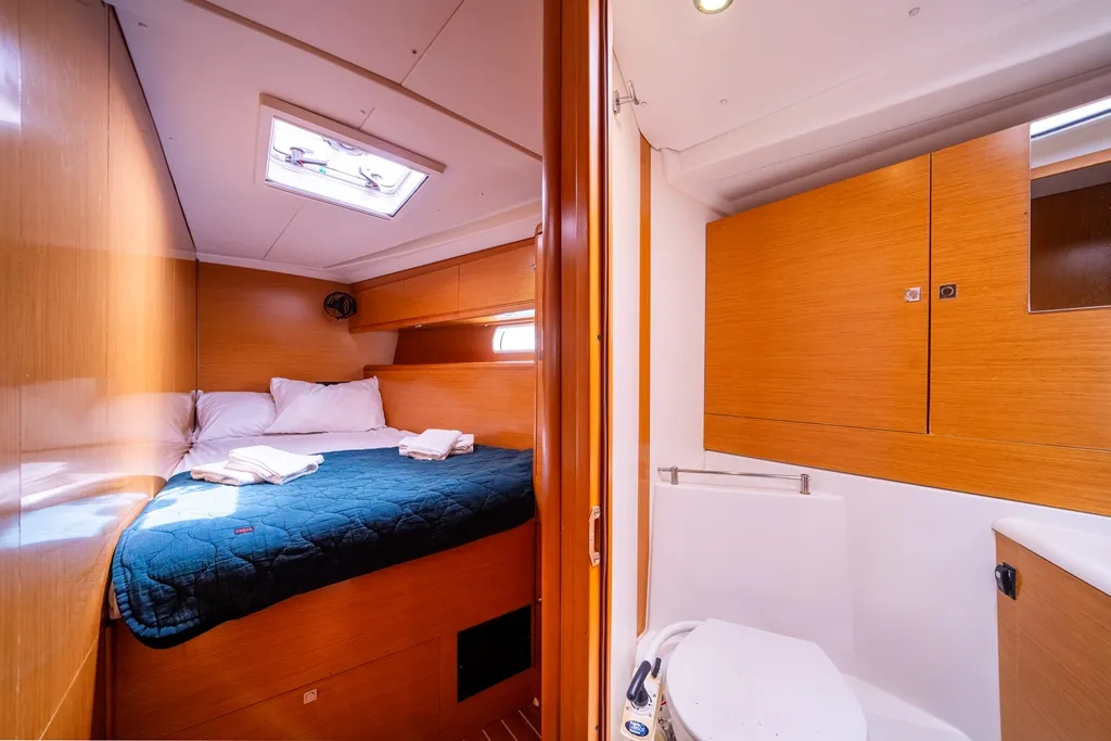 Cabin on Regina V, a Jeanneau 53 sailboat at Lavreotiki Municipal Unit, Greece