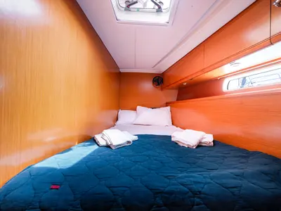Cabin on Regina V, a Jeanneau 53 sailboat at Lavreotiki, Greece