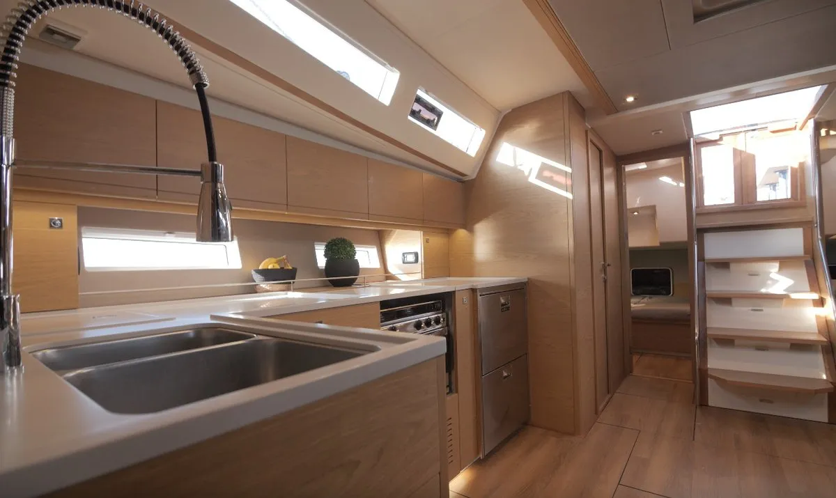 Galley of Maria, a More 55 sailboat at Seget Donji, Croatia