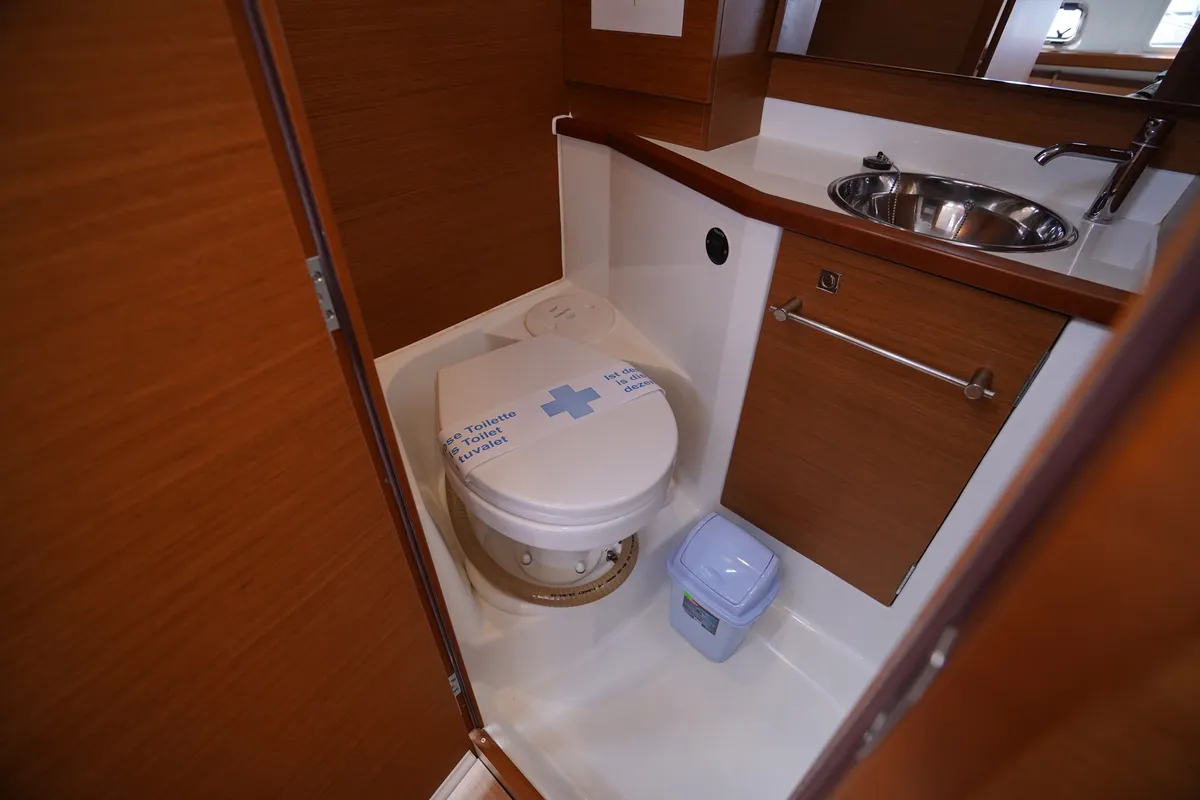 Head on Gin Fizz, a Jeanneau Sun Odyssey 389 sailboat at Marmaris, Turkey