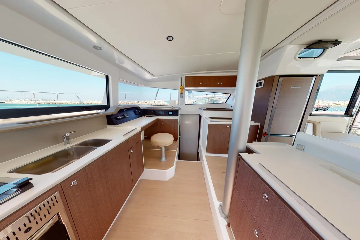 Galley of Efi, a Bali 4.1 catamaran at Municipal Unit of Lefkada, Greece