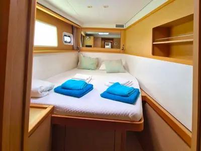 Cabin on Oryx, a Lagoon 450 S catamaran at Kontokali, Greece