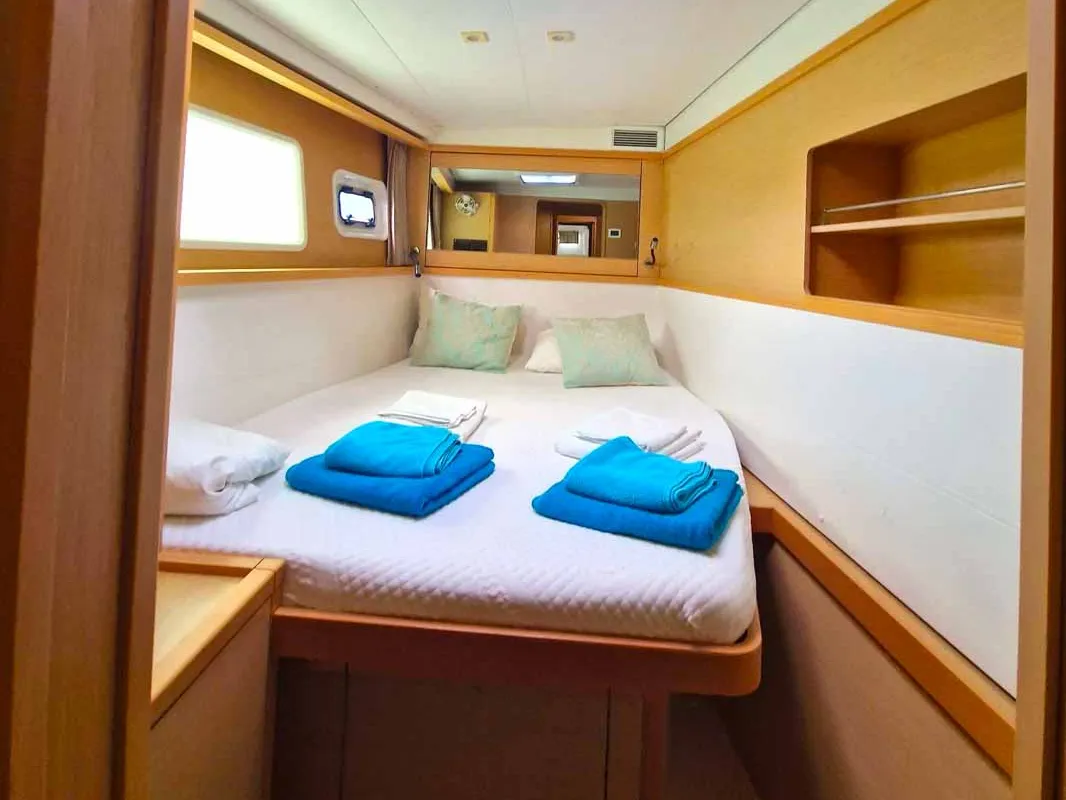 Cabin on Oryx, a Lagoon 450 S catamaran at Kontokali, Greece