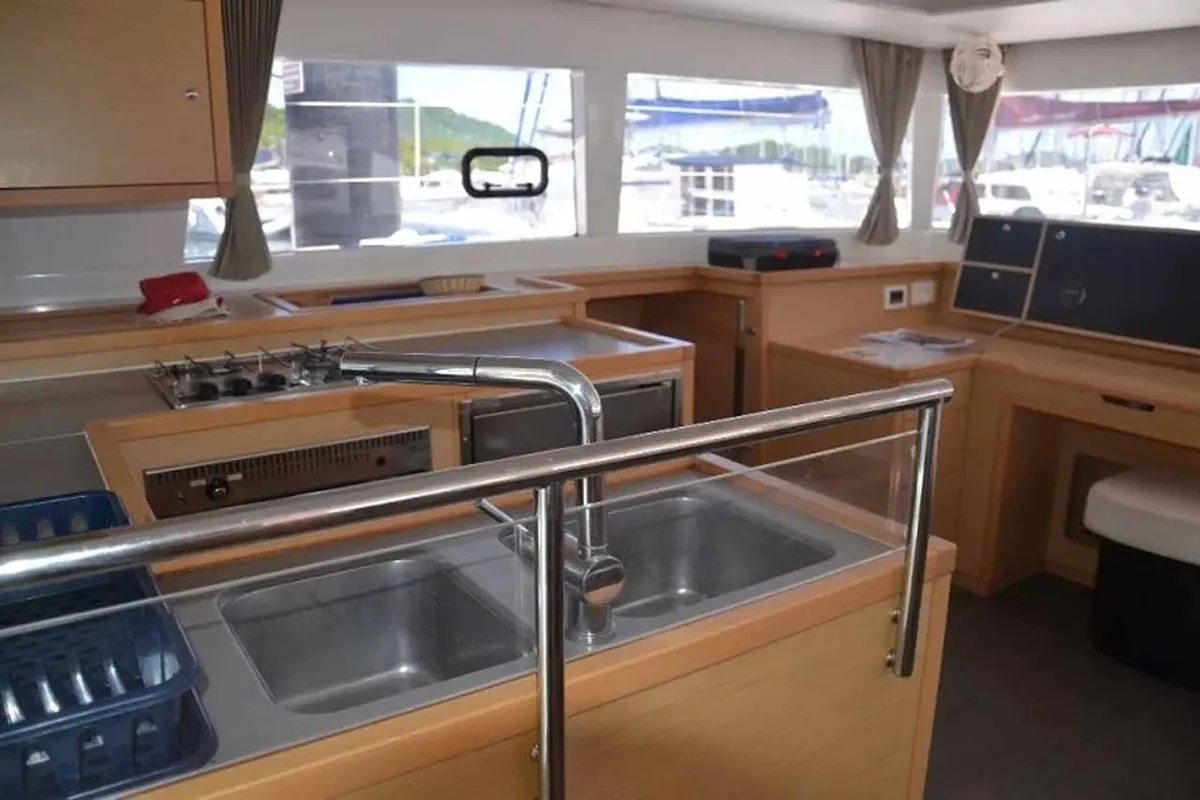 Galley of Oryx, a Lagoon 450 S catamaran at Kontokali, Greece