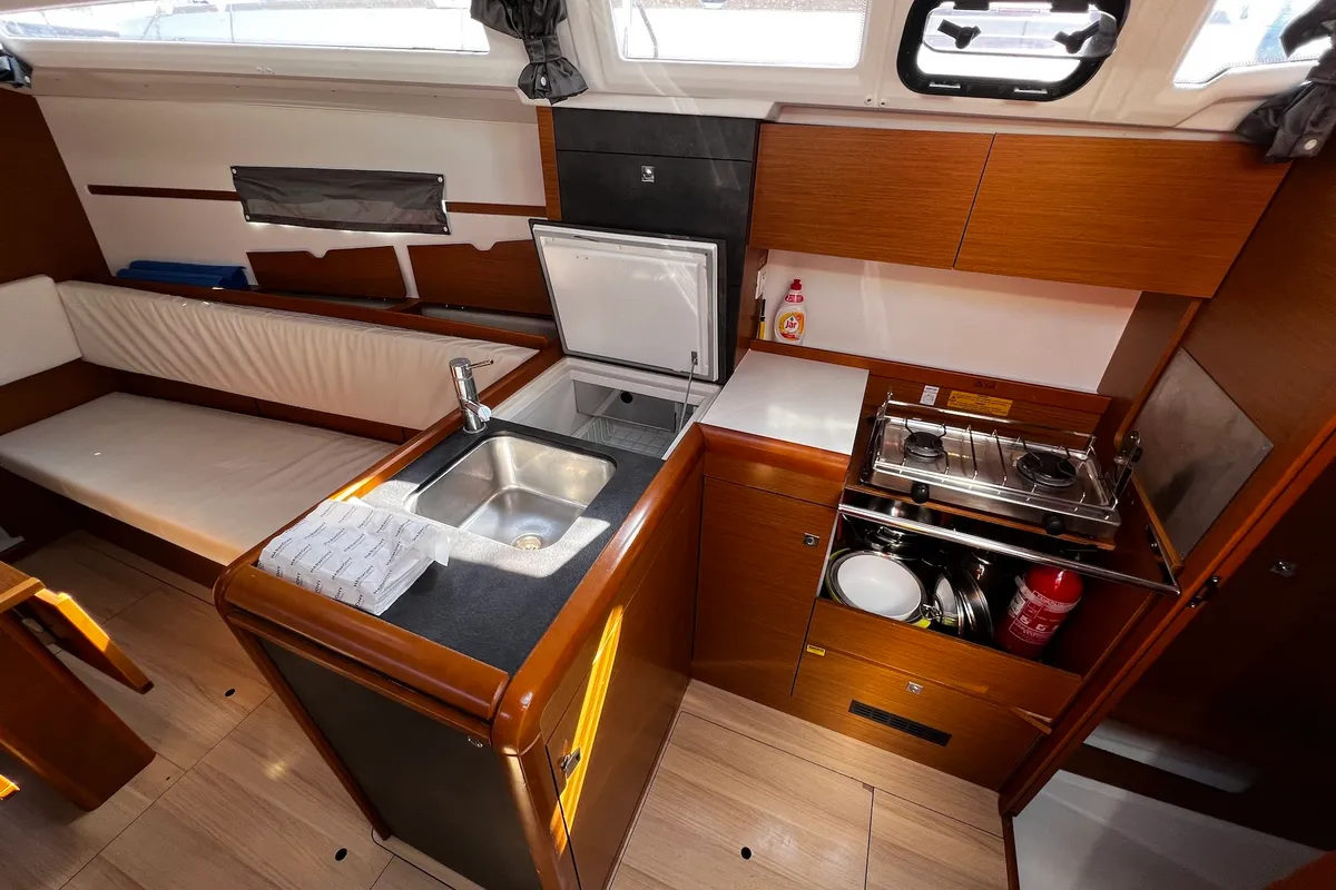 Galley of Lydia, a Jeanneau Sun Odyssey 349 sailboat at Općina Sukošan, Croatia