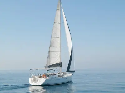 Cockpit of Fantasea, a Beneteau Oceanis 43 sailboat at Athens, Greece