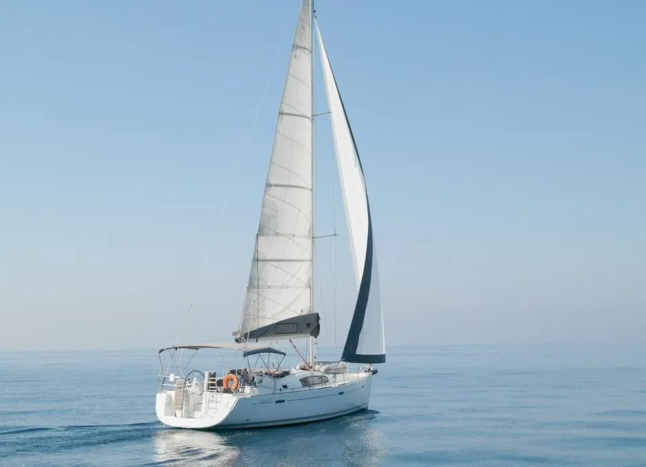 Cockpit of Fantasea, a Beneteau Oceanis 43 sailboat at Athens, Greece