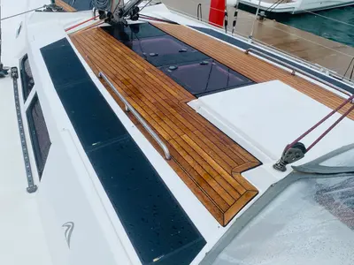 Deck of Performance Cruiser, a Hanse 430e sailboat at Grad Pula, Croatia